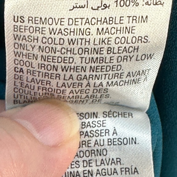 INC Long Sleeve Collared Tie Neck Chain Detail Blouse - Blue Green - size Medium - Picture 8 of 9